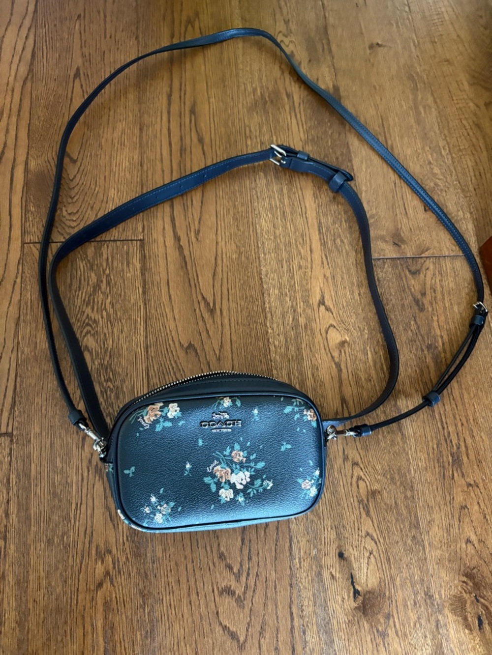 Coach Navy Floral Leather Convertible Belt or  Crossbody Bag